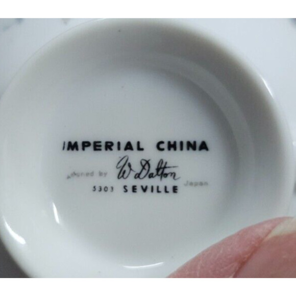 Vintage Imperial China W. Dalton Seville Cups (Set of 4) Blue Rose - Picture 5 of 5